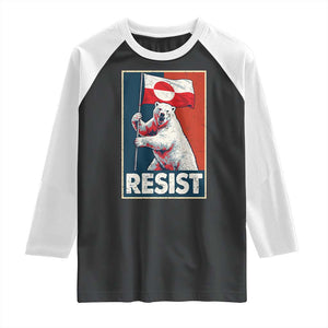 Resist Greenland Polar Bear Holding Flag Art Raglan Shirt Resistance Political TS11 Black White Print Your Wear