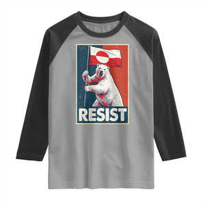 Resist Greenland Polar Bear Holding Flag Art Raglan Shirt Resistance Political TS11 Sport Gray Black Print Your Wear