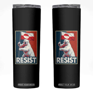 Resist Greenland Polar Bear Holding Flag Art Skinny Tumbler Resistance Political TS11 Black Print Your Wear