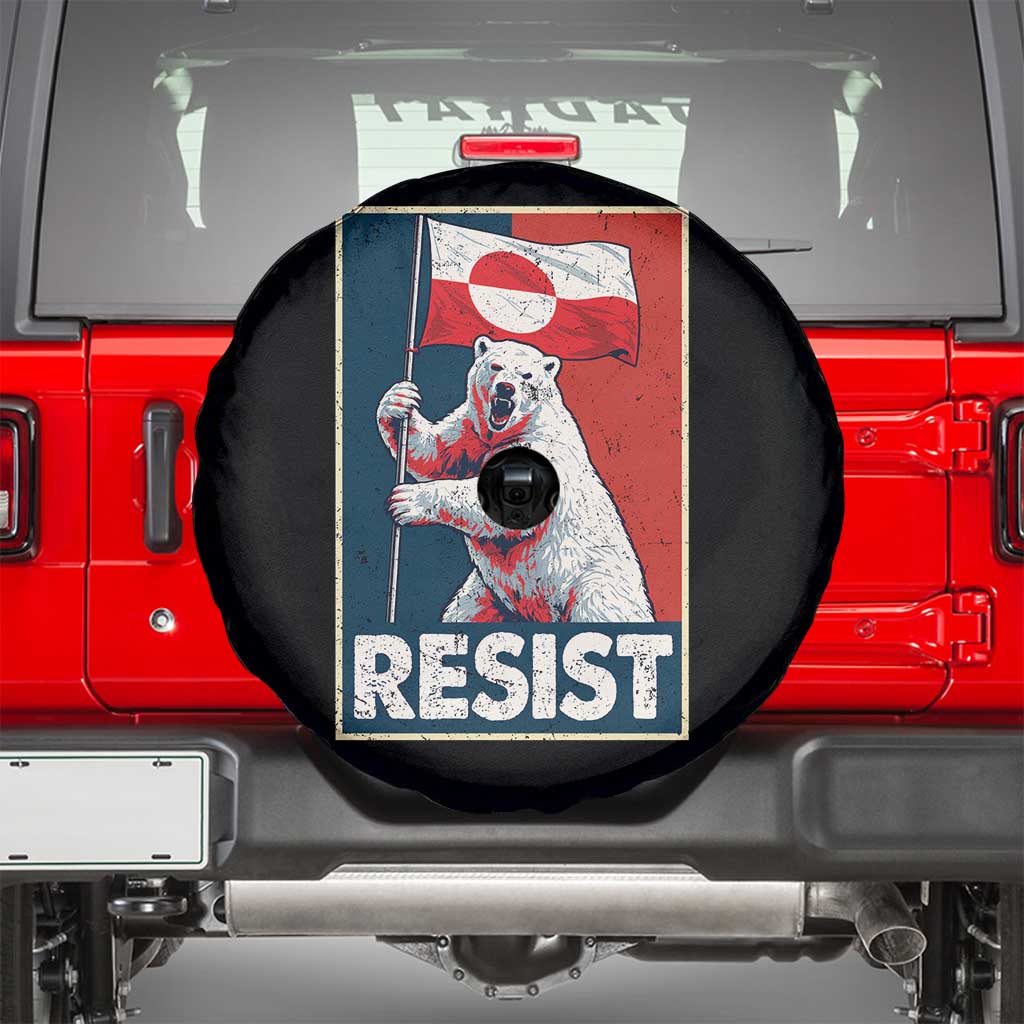 Resist Greenland Polar Bear Holding Flag Art Spare Tire Cover Resistance Political TS11 Black Print Your Wear