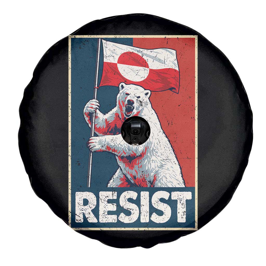 Resist Greenland Polar Bear Holding Flag Art Spare Tire Cover Resistance Political TS11 Print Your Wear