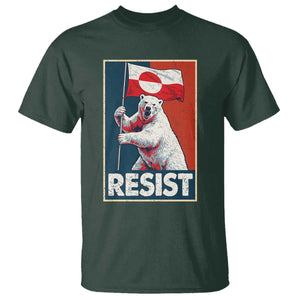 Resist Greenland Polar Bear Holding Flag Art T Shirt Resistance Political TS11 Dark Forest Green Print Your Wear