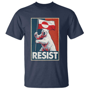 Resist Greenland Polar Bear Holding Flag Art T Shirt Resistance Political TS11 Navy Print Your Wear