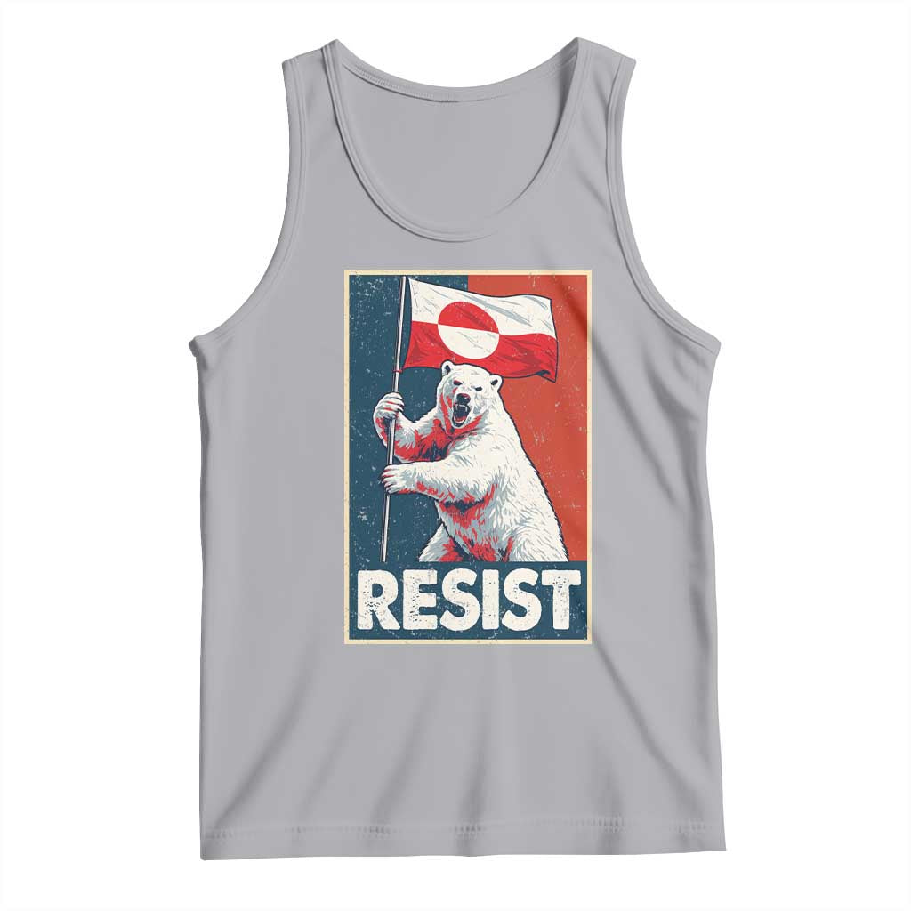 Resist Greenland Polar Bear Holding Flag Art Tank Top Resistance Political TS11 Athletic Heather Print Your Wear