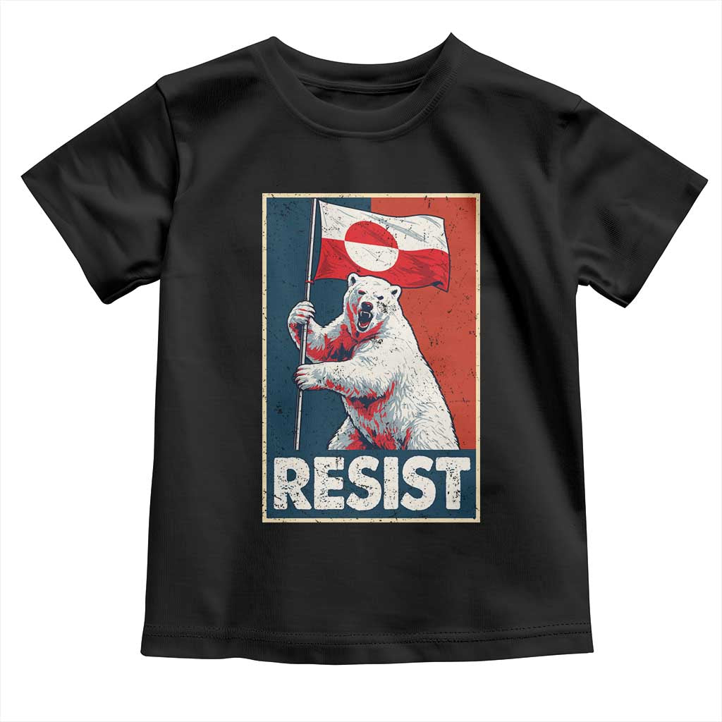 Resist Greenland Polar Bear Holding Flag Art Toddler T Shirt Resistance Political TS11 Black Print Your Wear