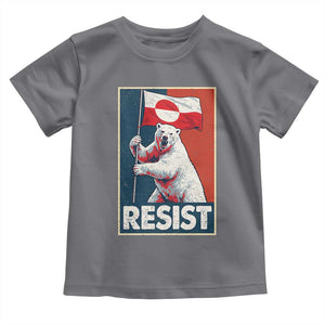 Resist Greenland Polar Bear Holding Flag Art Toddler T Shirt Resistance Political TS11 Charcoal Print Your Wear