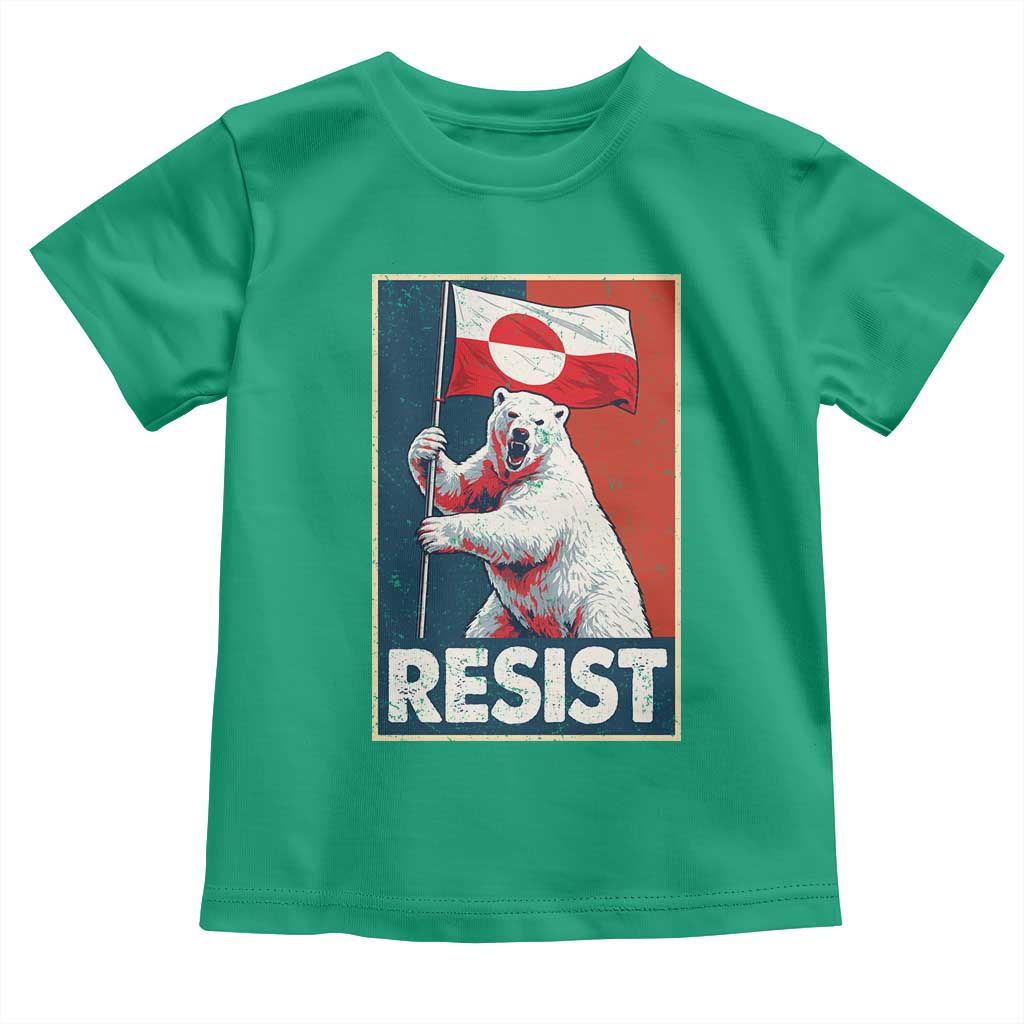 Resist Greenland Polar Bear Holding Flag Art Toddler T Shirt Resistance Political TS11 Irish Green Print Your Wear