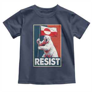 Resist Greenland Polar Bear Holding Flag Art Toddler T Shirt Resistance Political TS11 Navy Print Your Wear