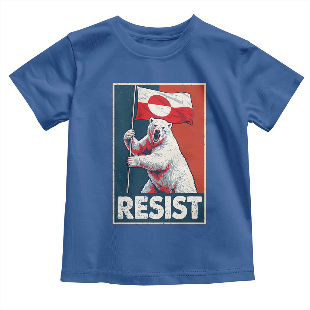Resist Greenland Polar Bear Holding Flag Art Toddler T Shirt Resistance Political TS11 Royal Blue Print Your Wear