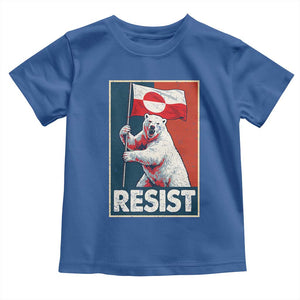 Resist Greenland Polar Bear Holding Flag Art Toddler T Shirt Resistance Political TS11 Royal Blue Print Your Wear