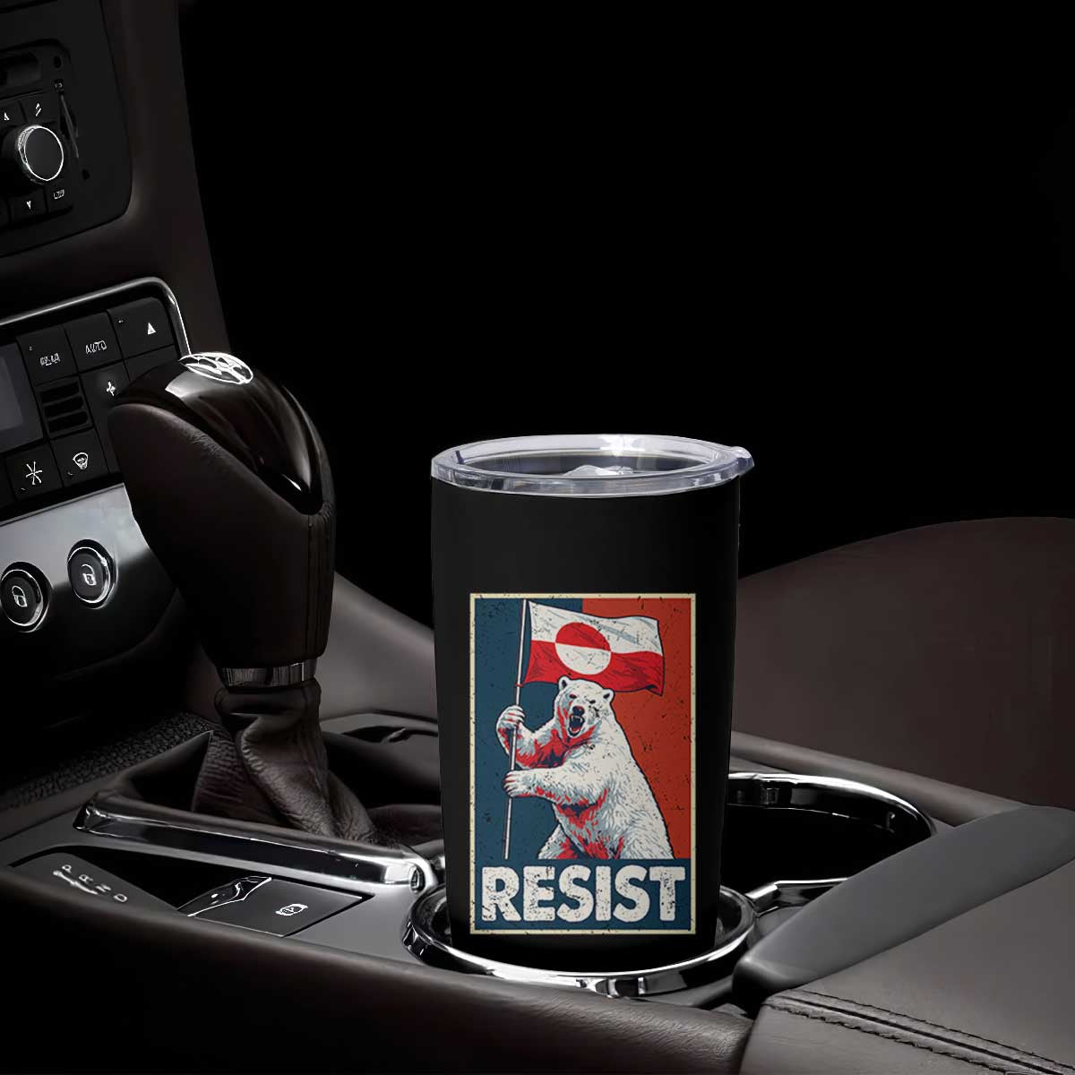 Resist Greenland Polar Bear Holding Flag Art Tumbler Cup Resistance Political TS11 Print Your Wear