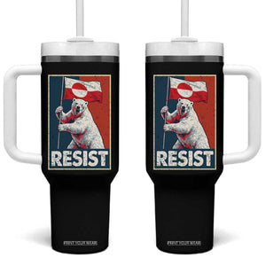 Resist Greenland Polar Bear Holding Flag Art Tumbler With Handle Resistance Political TS11 One Size: 40 oz Black Print Your Wear