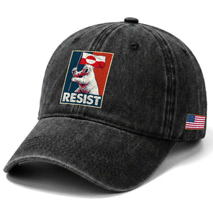 Resist Greenland Polar Bear Holding Flag Art Washed Cotton Baseball Cap Resistance Political TS11 Print Your Wear