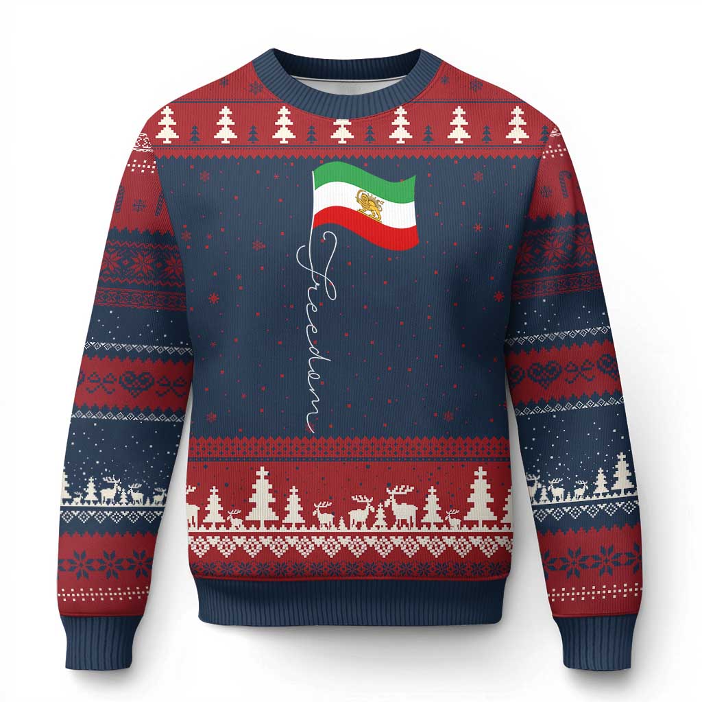 Persian Freedom Ugly Christmas Sweater Free Iran Proud Persian Iranian TS11 Navy Red Print Your Wear