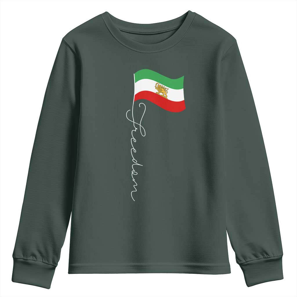 Persian Freedom Youth Sweatshirt Free Iran Proud Persian Iranian TS11 Dark Forest Green Print Your Wear