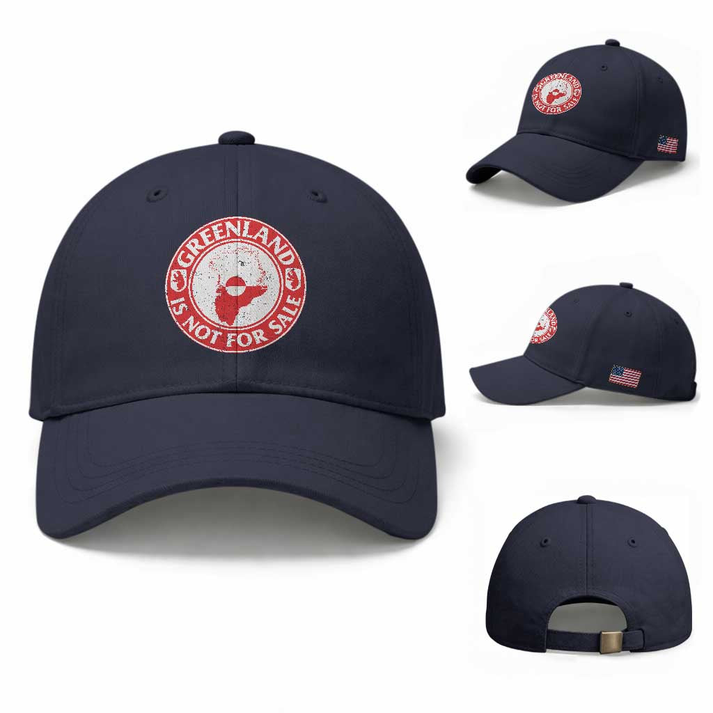 Greenland Is Not For Sale Baseball Cap Political Statement Arms of Greenland TS11 Baseball Cap Universal Fit Navy Print Your Wear