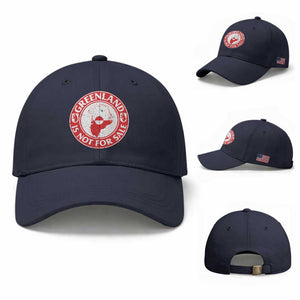 Greenland Is Not For Sale Baseball Cap Political Statement Arms of Greenland TS11 Baseball Cap Universal Fit Navy Print Your Wear