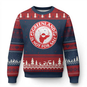 Greenland Is Not For Sale Ugly Christmas Sweater Political Statement Arms of Greenland TS11 Navy Red Print Your Wear