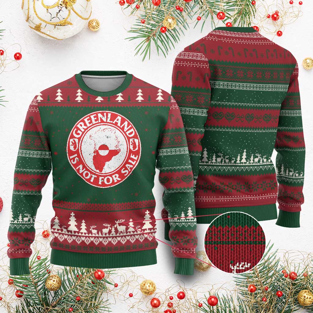 Greenland Is Not For Sale Ugly Christmas Sweater Political Statement Arms of Greenland TS11 Red Green Print Your Wear