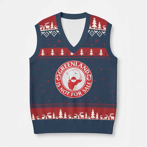 Greenland Is Not For Sale V-Neck Knit Sweater Vest Political Statement Arms of Greenland TS11 Navy Red Print Your Wear
