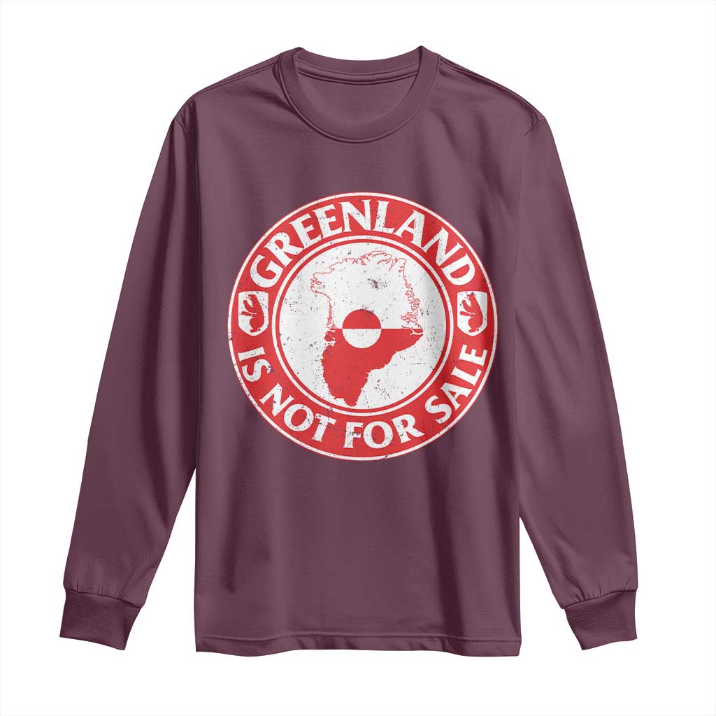 Greenland Is Not For Sale Long Sleeve Shirt Political Statement Arms of Greenland TS11 Maroon Print Your Wear