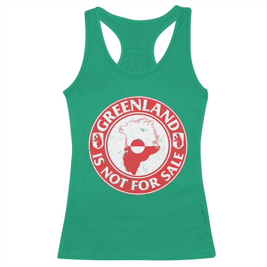 Greenland Is Not For Sale Racerback Tank Top Political Statement Arms of Greenland TS11 Irish Green Print Your Wear