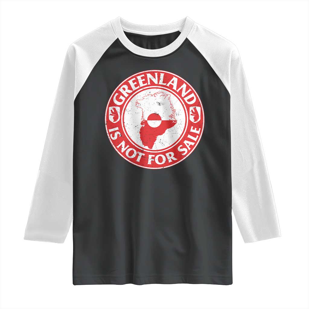 Greenland Is Not For Sale Raglan Shirt Political Statement Arms of Greenland TS11 Black White Print Your Wear