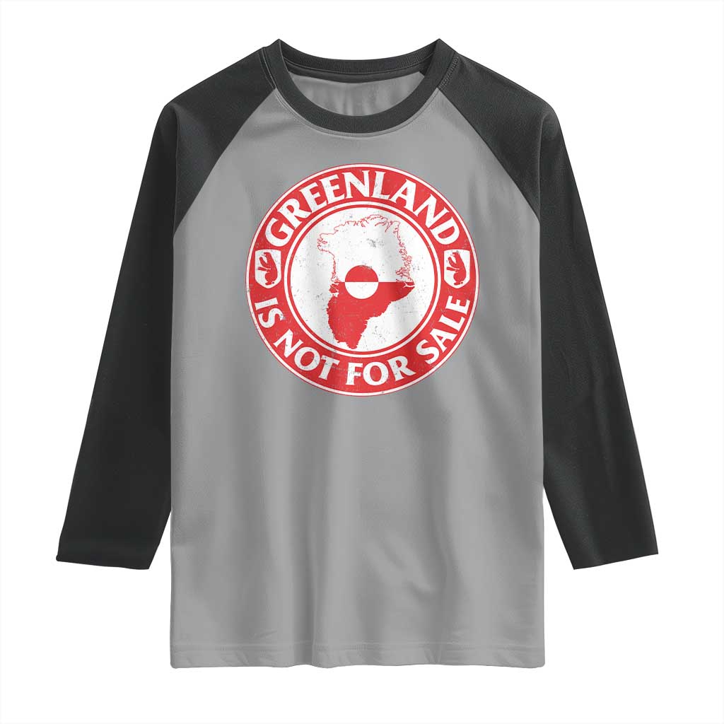 Greenland Is Not For Sale Raglan Shirt Political Statement Arms of Greenland TS11 Sport Gray Black Print Your Wear