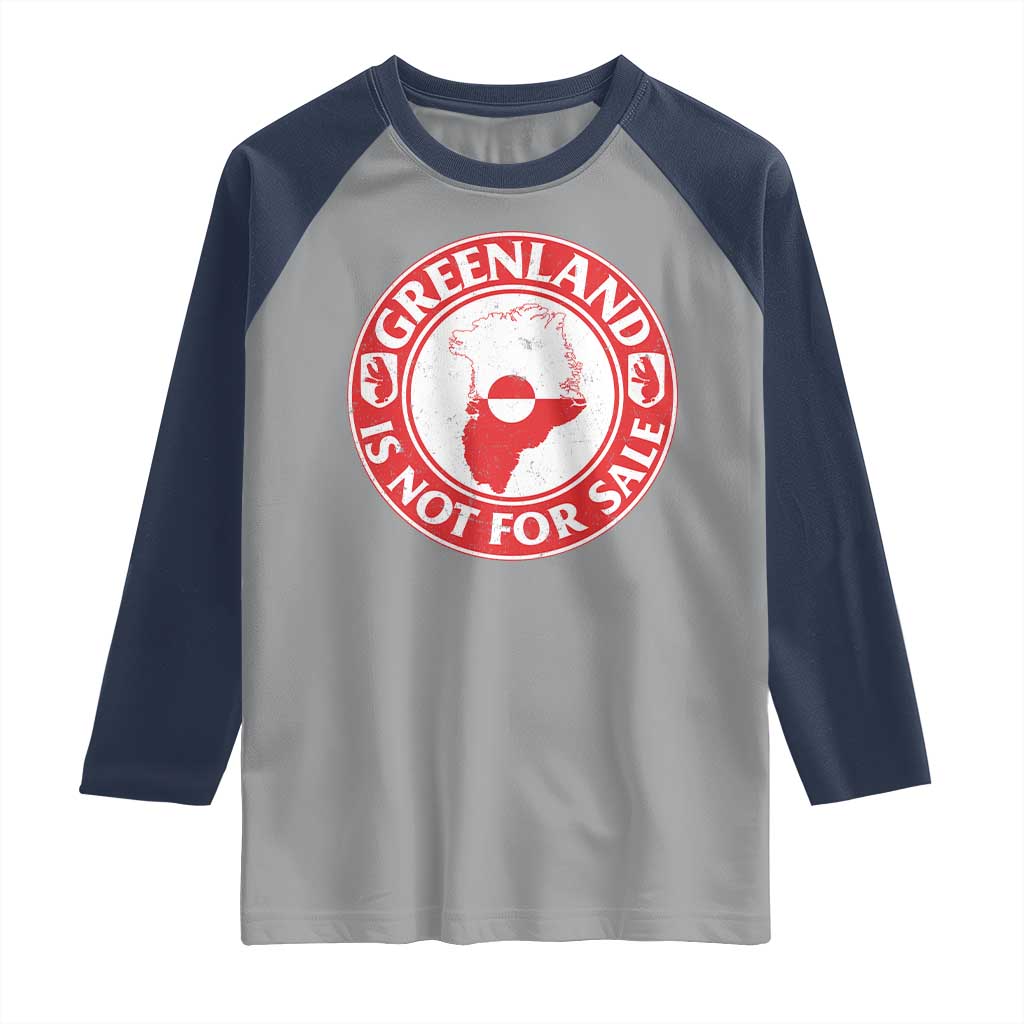 Greenland Is Not For Sale Raglan Shirt Political Statement Arms of Greenland TS11 Sport Gray Navy Print Your Wear