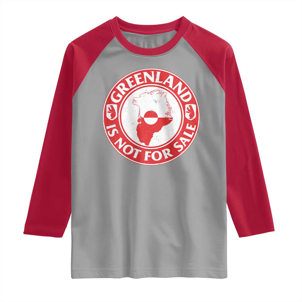 Greenland Is Not For Sale Raglan Shirt Political Statement Arms of Greenland TS11 Sport Gray Red Print Your Wear