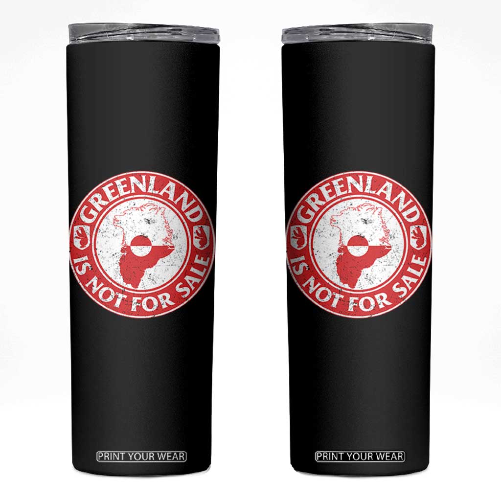 Greenland Is Not For Sale Skinny Tumbler Political Statement Arms of Greenland TS11 Black Print Your Wear