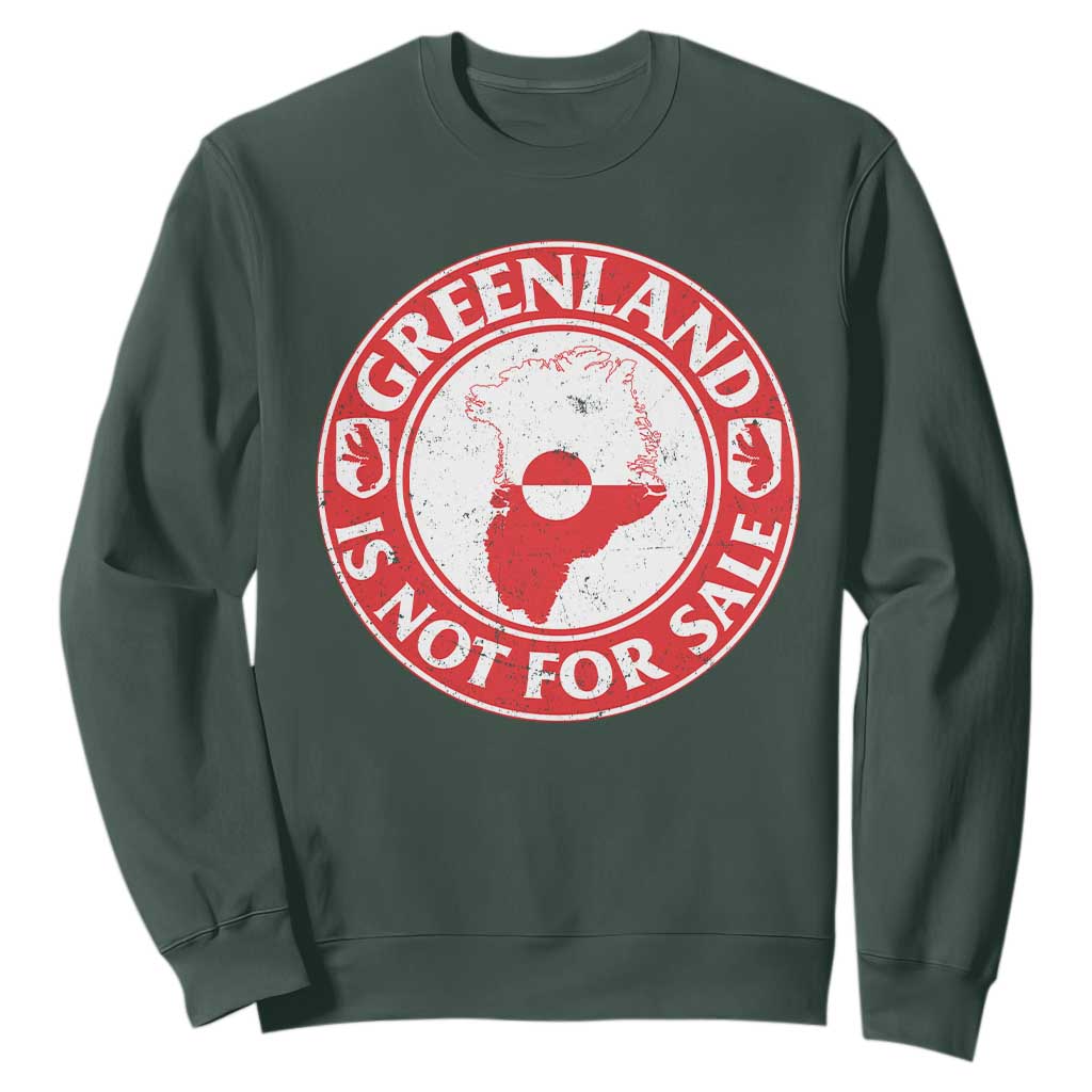 Greenland Is Not For Sale Sweatshirt Political Statement Arms of Greenland TS11 Dark Forest Green Print Your Wear