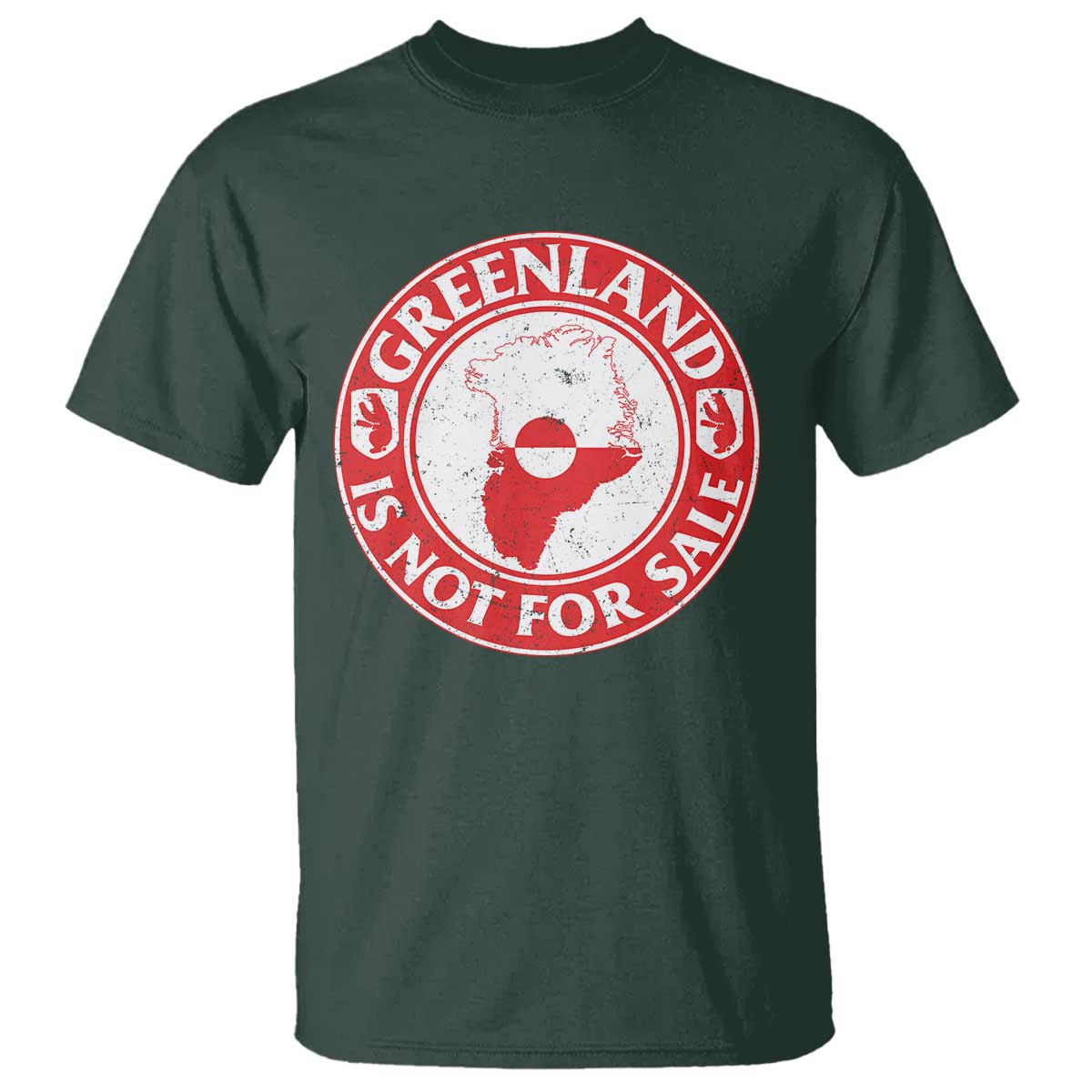 Greenland Is Not For Sale T Shirt Political Statement Arms of Greenland TS11 Dark Forest Green Print Your Wear