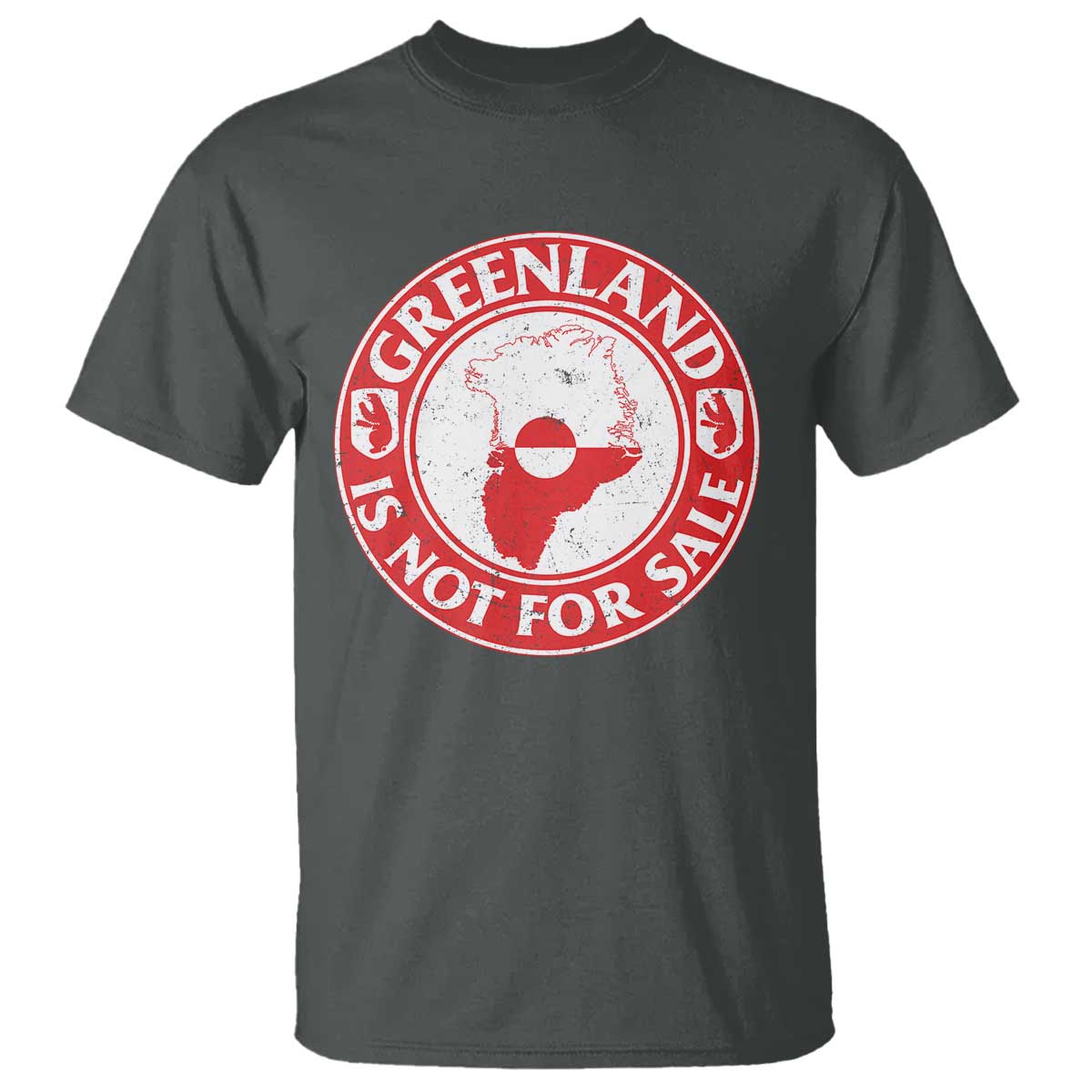 Greenland Is Not For Sale T Shirt Political Statement Arms of Greenland TS11 Dark Heather Print Your Wear