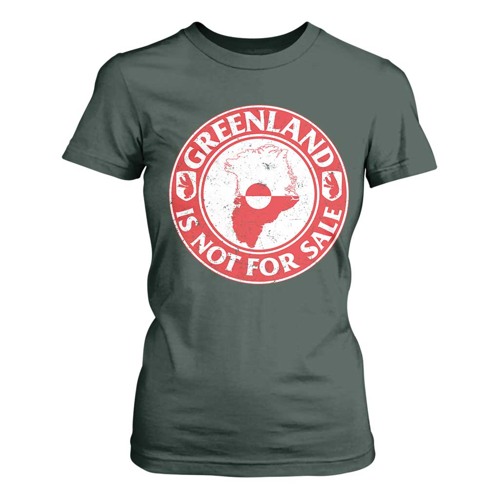 Greenland Is Not For Sale T Shirt For Women Political Statement Arms of Greenland TS11 Dark Forest Green Print Your Wear