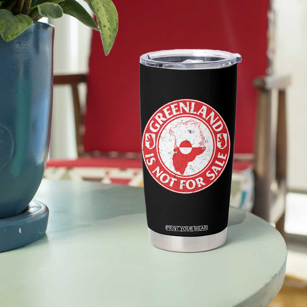 Greenland Is Not For Sale Tumbler Cup Political Statement Arms of Greenland TS11 Print Your Wear