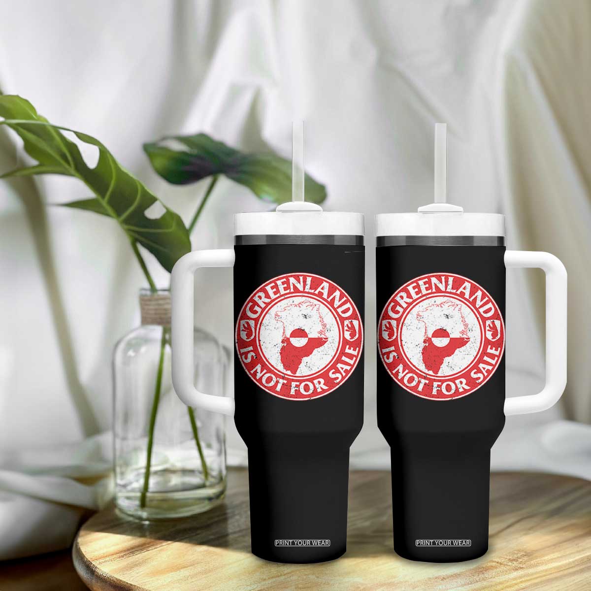 Greenland Is Not For Sale Tumbler With Handle Political Statement Arms of Greenland TS11 Print Your Wear