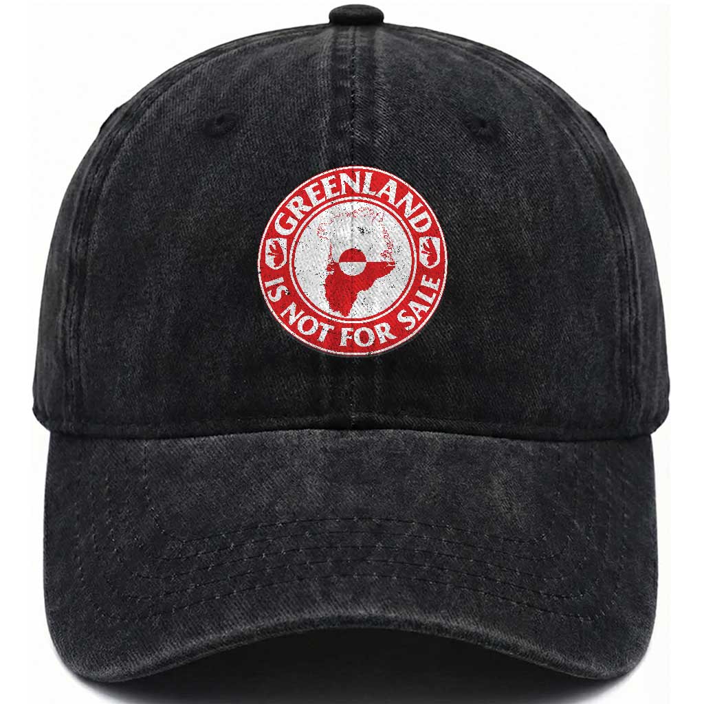 Greenland Is Not For Sale Washed Cotton Baseball Cap Political Statement Arms of Greenland TS11 Print Your Wear