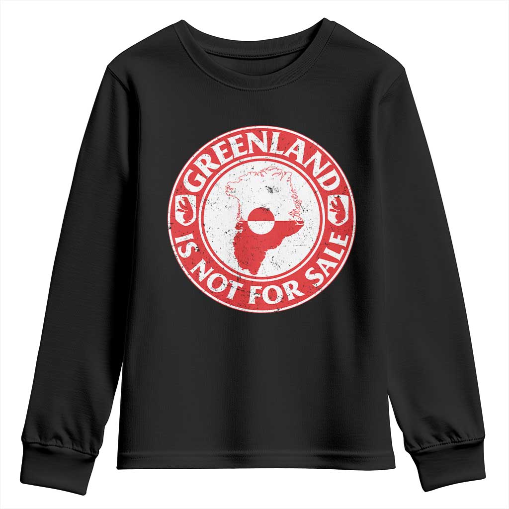 Greenland Is Not For Sale Youth Sweatshirt Political Statement Arms of Greenland TS11 Black Print Your Wear