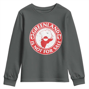 Greenland Is Not For Sale Youth Sweatshirt Political Statement Arms of Greenland TS11 Dark Heather Print Your Wear