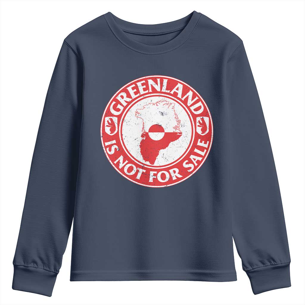 Greenland Is Not For Sale Youth Sweatshirt Political Statement Arms of Greenland TS11 Navy Print Your Wear