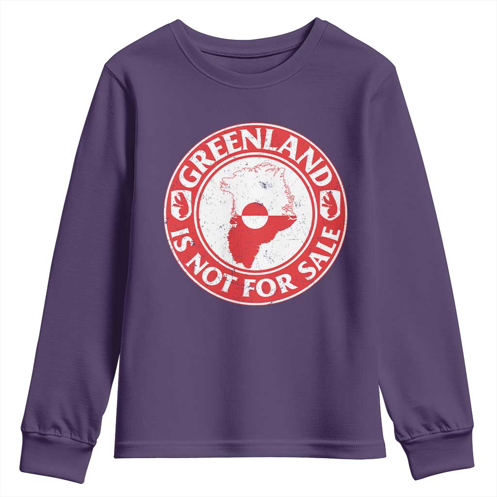 Greenland Is Not For Sale Youth Sweatshirt Political Statement Arms of Greenland TS11 Purple Print Your Wear