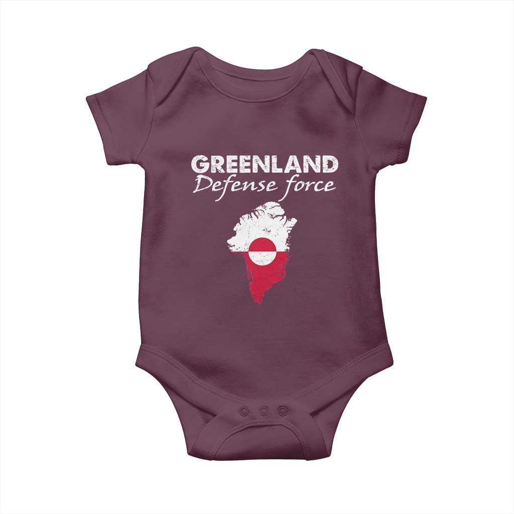 Greenland Defense Force Baby Onesie Political Statement Greenland Policy TS11 Maroon Print Your Wear