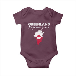 Greenland Defense Force Baby Onesie Political Statement Greenland Policy TS11 Maroon Print Your Wear