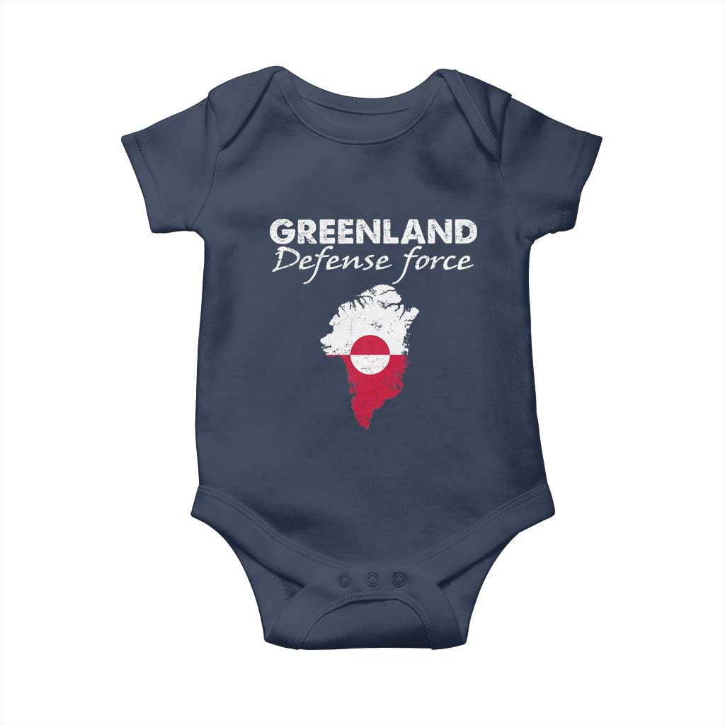 Greenland Defense Force Baby Onesie Political Statement Greenland Policy TS11 Navy Print Your Wear