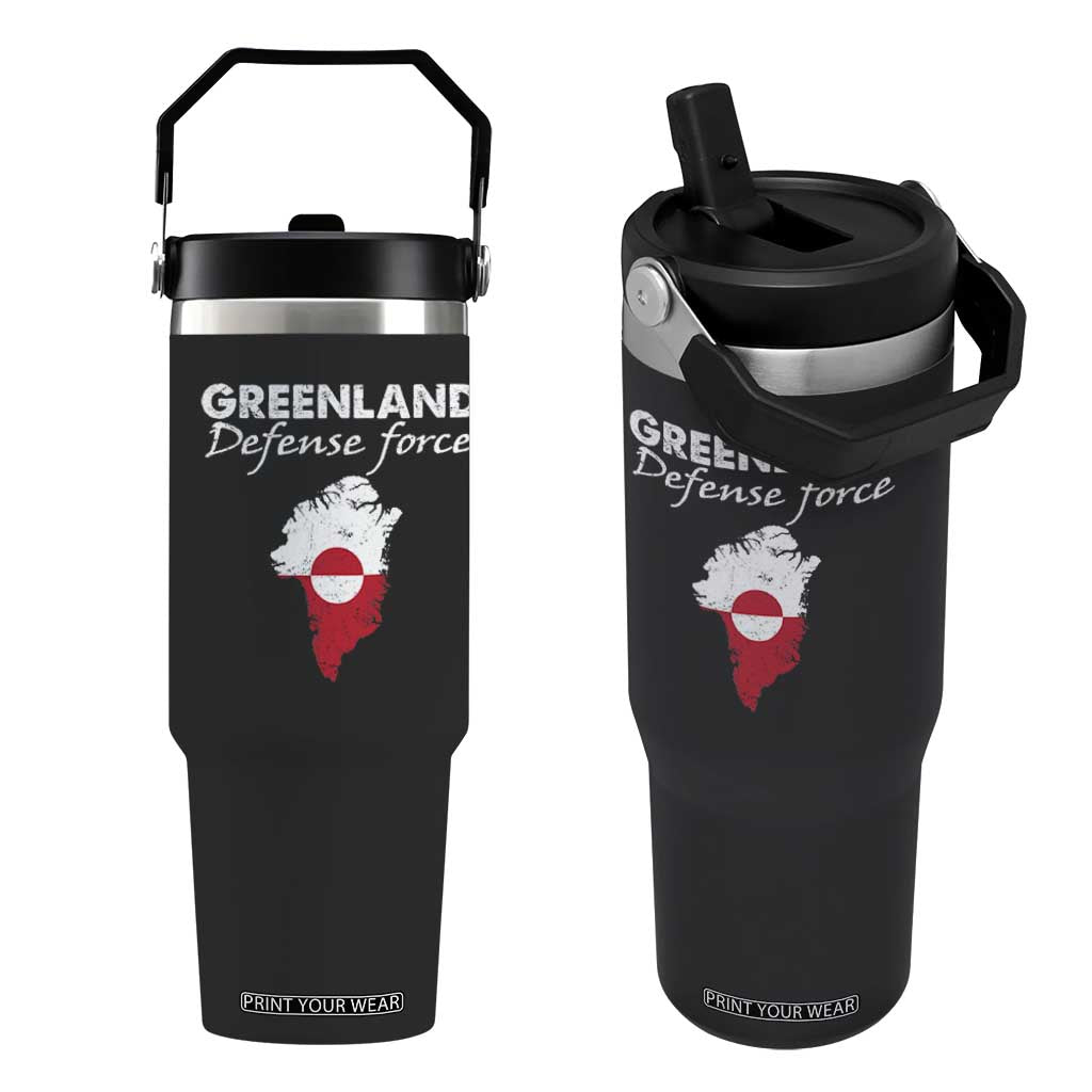 Greenland Defense Force Flip Straw Tumbler Political Statement Greenland Policy TS11 One Size: 30 oz Black Print Your Wear