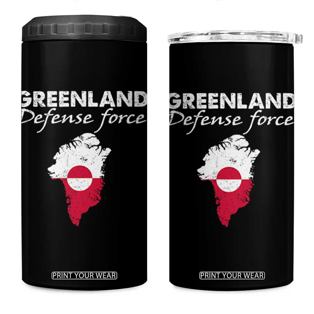 Greenland Defense Force 4 in 1 Can Cooler Tumbler Political Statement Greenland Policy TS11 One Size: 16 oz Black Print Your Wear
