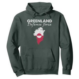 Greenland Defense Force Hoodie Political Statement Greenland Policy TS11 Dark Forest Green Print Your Wear