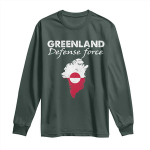 Greenland Defense Force Long Sleeve Shirt Political Statement Greenland Policy TS11 Dark Forest Green Print Your Wear