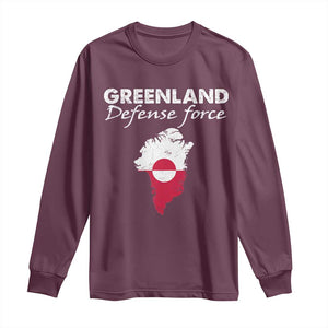 Greenland Defense Force Long Sleeve Shirt Political Statement Greenland Policy TS11 Maroon Print Your Wear